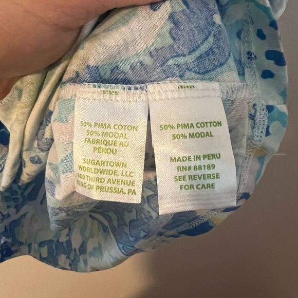 Lilly Pulitzer Matteo One Shoulder Top in Bennet Blue Salty Seas - Picture 7 of 7